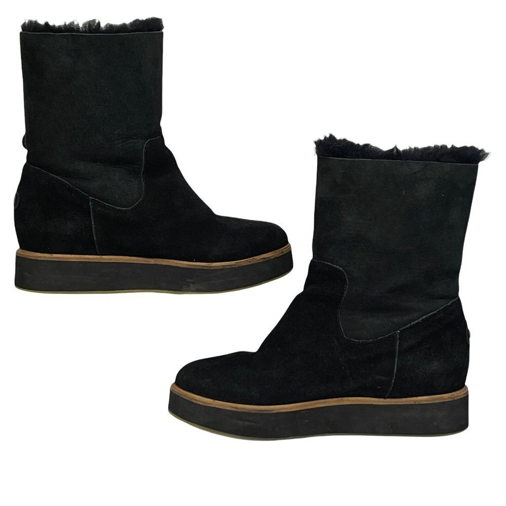Australia Luxe Collective Fuzzy Black Bushmill Winter Suede Fur Boots Size 7 - Picture 4 of 10